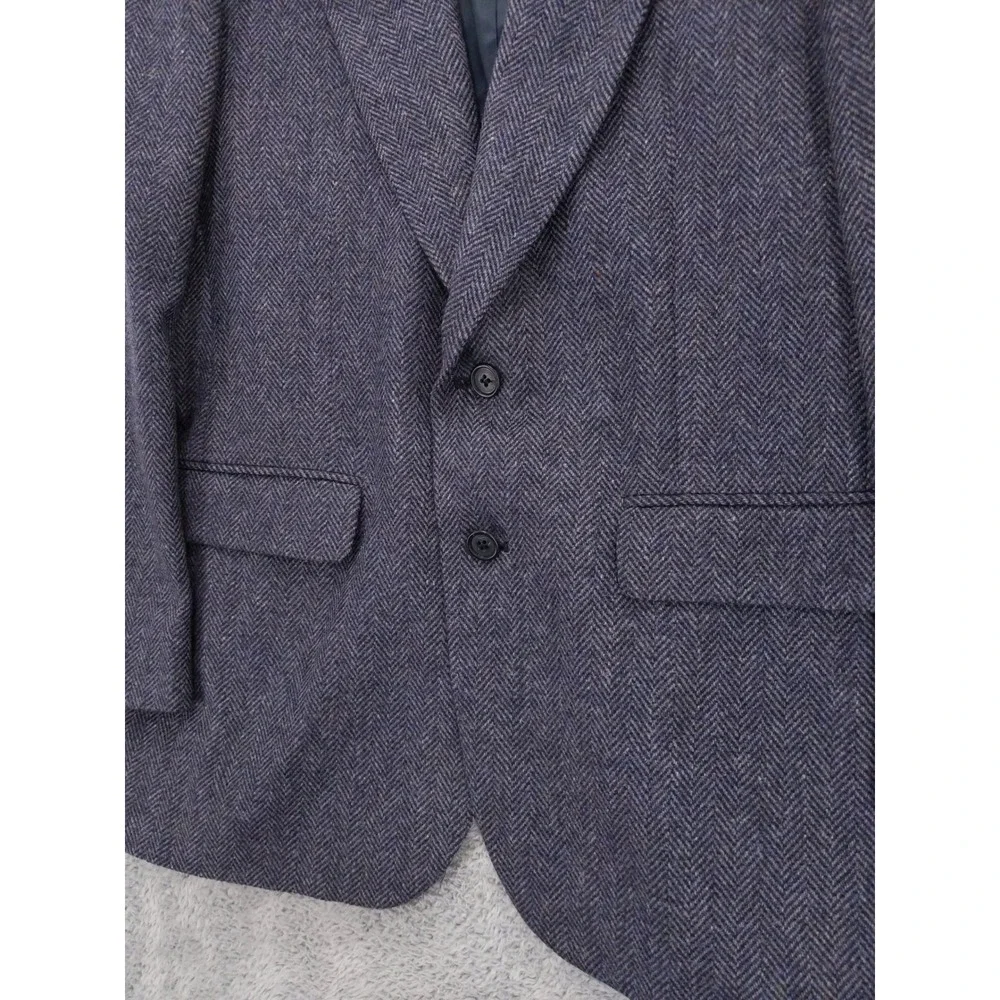 vtg Towncraft Blazer Jacket Blue Herringbone Wool/Lambswool Blend Sport Coat 39R